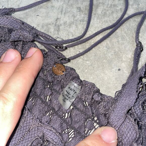 Free People Dress Womens Extra Small Adella Slip Gray Mini FP One Lace Ruffle - Picture 3 of 6